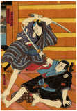 Kunisada: Kabuki Sword Fight Scene on a Boat from Jiraiya Play (Sold)