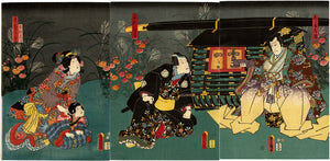 国貞：キズノハと蘆屋道満 歌舞伎三連祭壇画（販売済み）