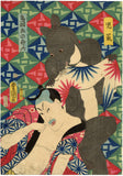 国貞：歌舞伎三連祭壇画の衣装と大胆な背景の若いマウス（販売済み）