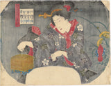 Kunisada: Fan Print of Beauty with Insect Cage 団扇絵 (Sold)