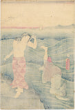 Kunisada: Prince Genji and Female Abalone Divers at the Seashore Triptych