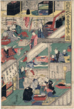 Kunisada: Early Triptych of Actors Backstage at the Nakamura Theater (Sold)