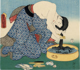 Kunisada: Beauty Washing Her Hair 今川はし (SOLD)