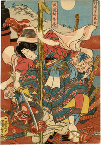 Kuniyoshi: Benkei and Yoshitsune on Gojo Bridge (SOLD)