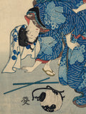 Kuniyoshi 国芳: Woman Playing with Child; Act Eleven of the 47 Ronin