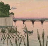 Kiyochika 清親: Ryogoku Bridge from Thousand Stakes 千本杭両国橋 (Sold)