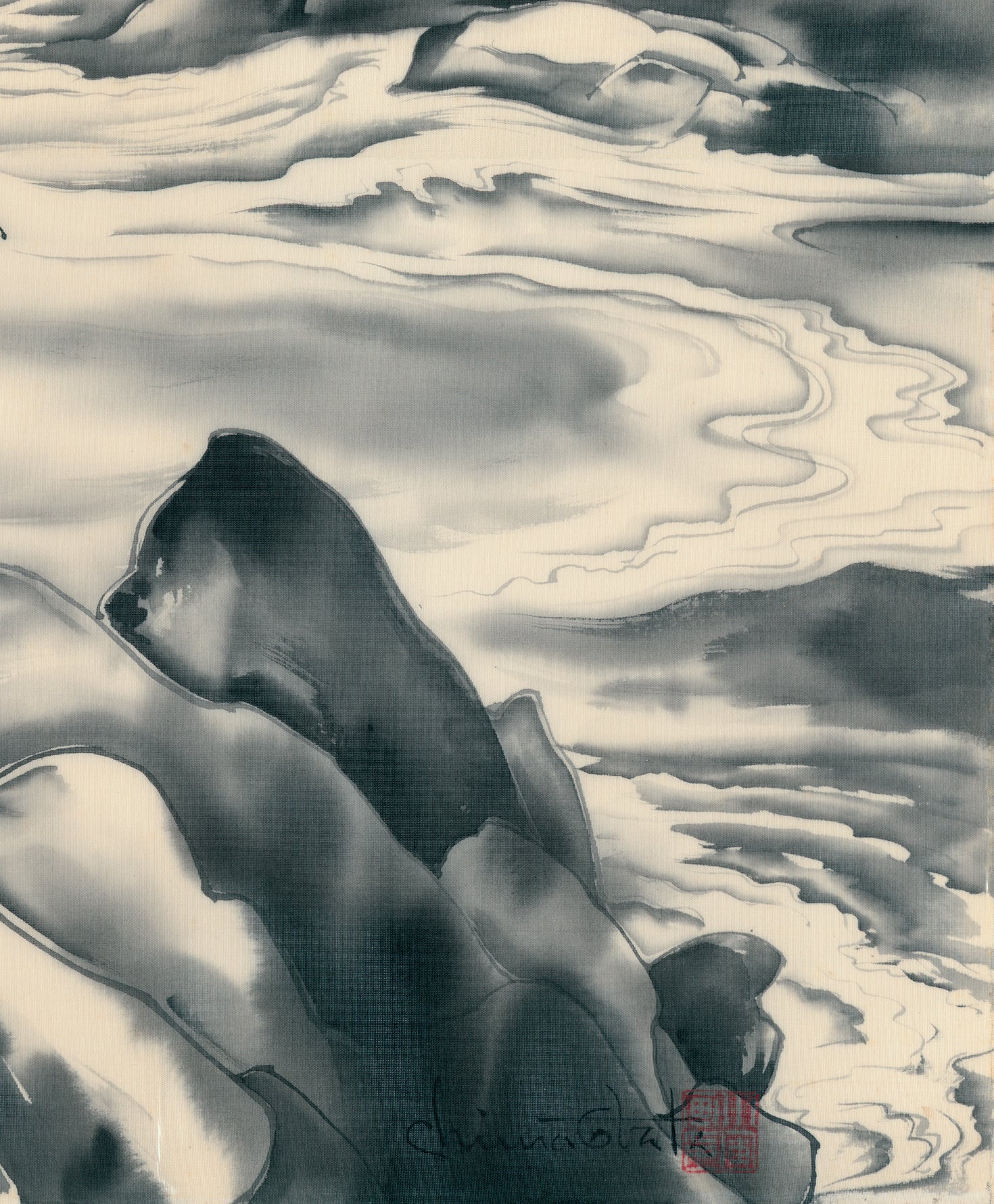 Obata: Carmel By the Sea Painting on Silk (SOLD) – Egenolf Gallery