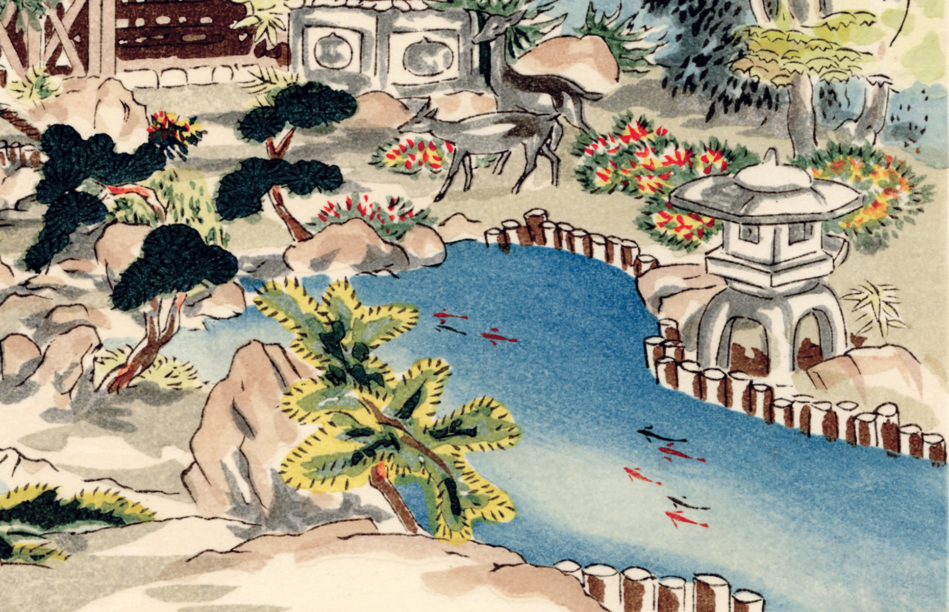 Obata Deer In Garden Sold Egenolf Gallery Japanese Prints