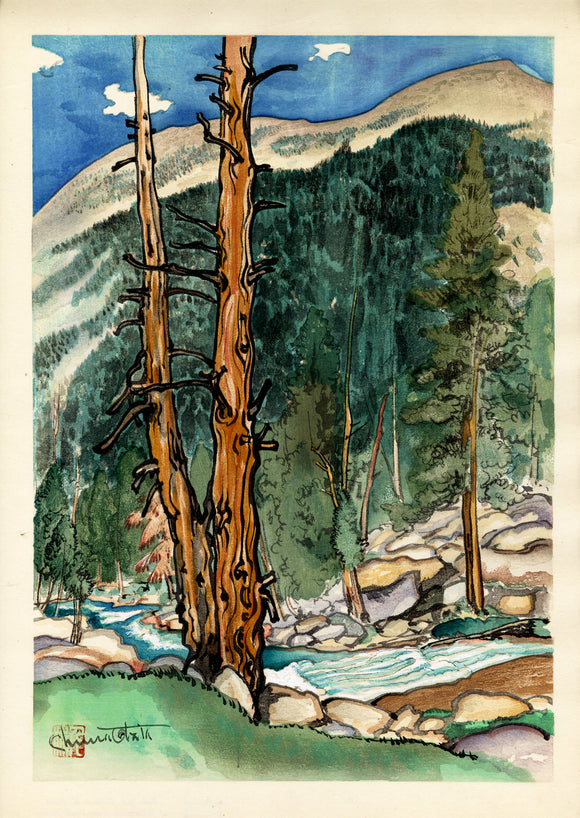 Obata: Upper Lyell Fork, near Lyell Glacier in Yosemite. (Sold)