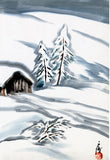 Obata: Gentle snowscape featuring a covered bridge (Sold)