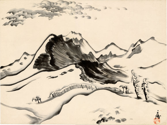 Obata: Snow-Covered Landscape with Geologic Formation (Sold)