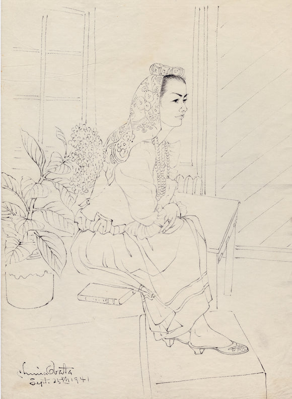 Obata: Brush Drawing of a Seated Model (Sold)