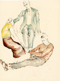 Obata: Watercolor of Three Berkeley Students In Various Poses (SOLD)