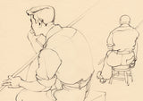 Chiura Obata:  Two Pencil Studies of a Seated Worker (SOLD)