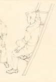 Chiura Obata:  Two Pencil Studies of Workmen with Ladders (Sold)