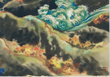 小幡：ヨセミテの渓流の絹の絵（販売）