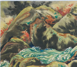 小幡：ヨセミテの渓流の絹の絵（販売）