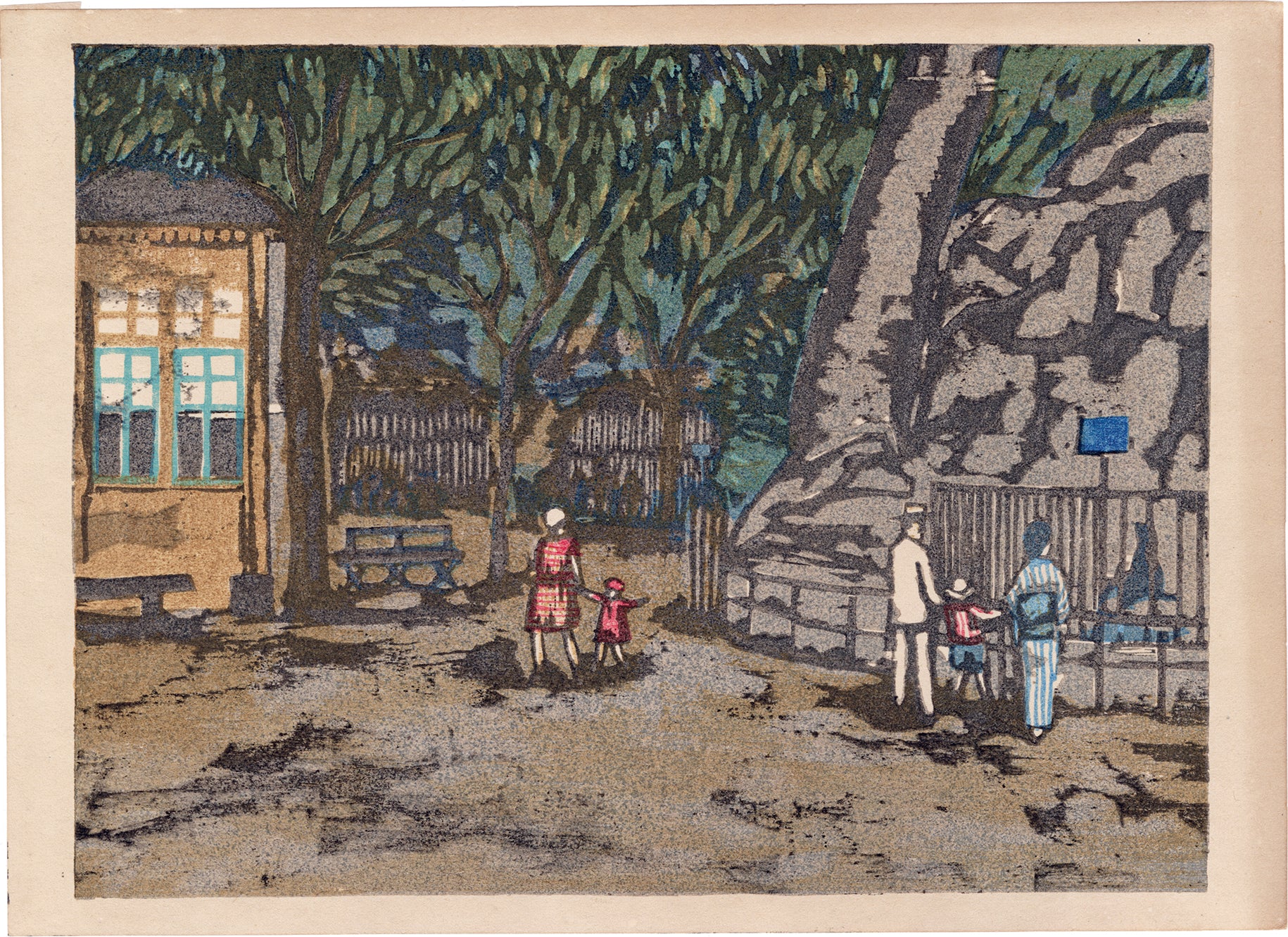 恩地孝四郎 木版画 拭髪昭和5年（1930)木蘭社発行戦前作品は極めて少なく貴重 恩地孝四郎：上野動物園（販売） – Egenolf Gallery Japanese Prints