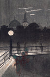 Kawatsura Yoshio (Negoro Raizan): Ochanomizu Bridge at Night (Sold)