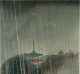 Kawatsura Yoshio (Negoro Raizan): Thunderstorm at Enzan, Shiba, Tokyo (Sold)