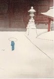 Kawatsura Yoshio (Negoro Raizan): Asakusa Temple in the Snow (SOLD)