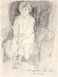 Kiyoshi Saito: Pencil Drawing of a Seated Girl (Sold)