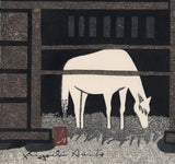 斉藤清:パドックの白い馬 (販売済み)
