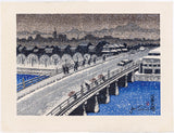 Jun'ichiro Sekino: Sanjo Ohashi (Bridge) in Kyoto in Snow (Sold)