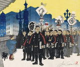 Jun'ichiro Sekino: Firemen on Procession on Nihonbashi Bridge (SOLD)