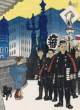 Jun'ichiro Sekino: Firemen on Procession on Nihonbashi Bridge (SOLD)