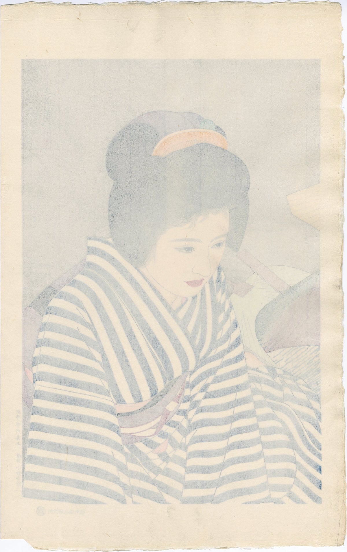 志村立美：晩夏（縞模様の着物の美しさ）（販売） – Egenolf Gallery