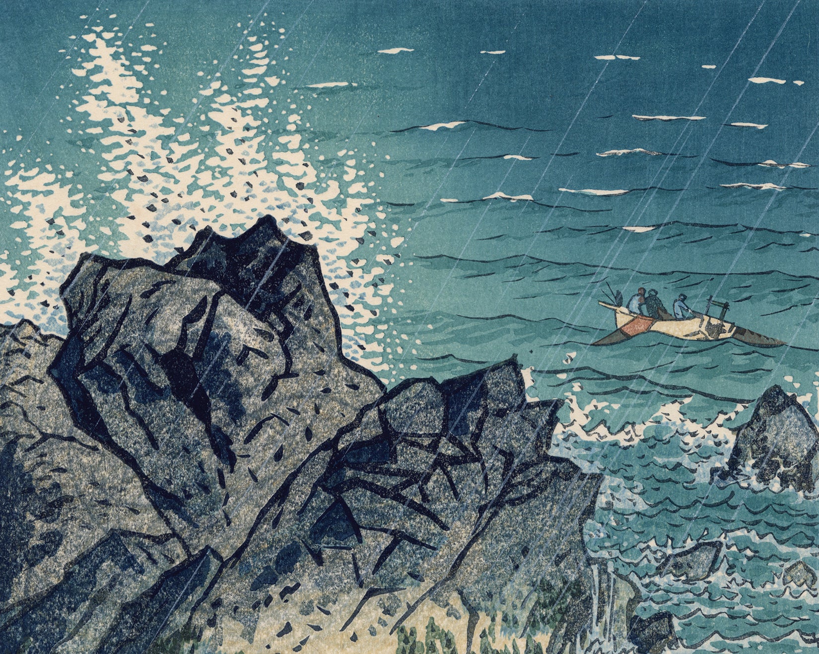 笠松紫浪：銚子崎岬の漁師（販売） – Egenolf Gallery Japanese Prints