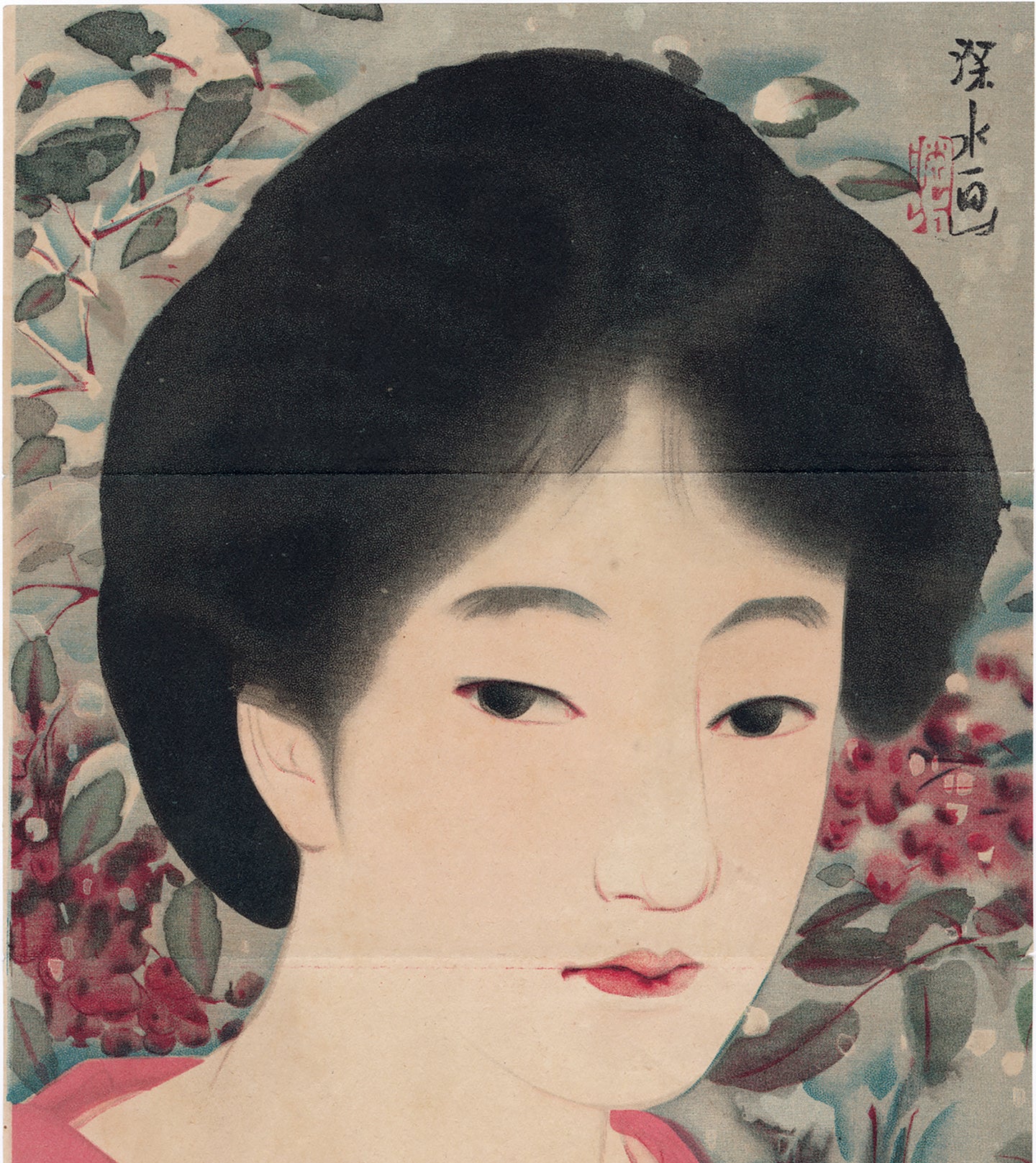 伊東深水伊東深水：粉筆を持った美女の口絵 – Egenolf Gallery Japanese Prints