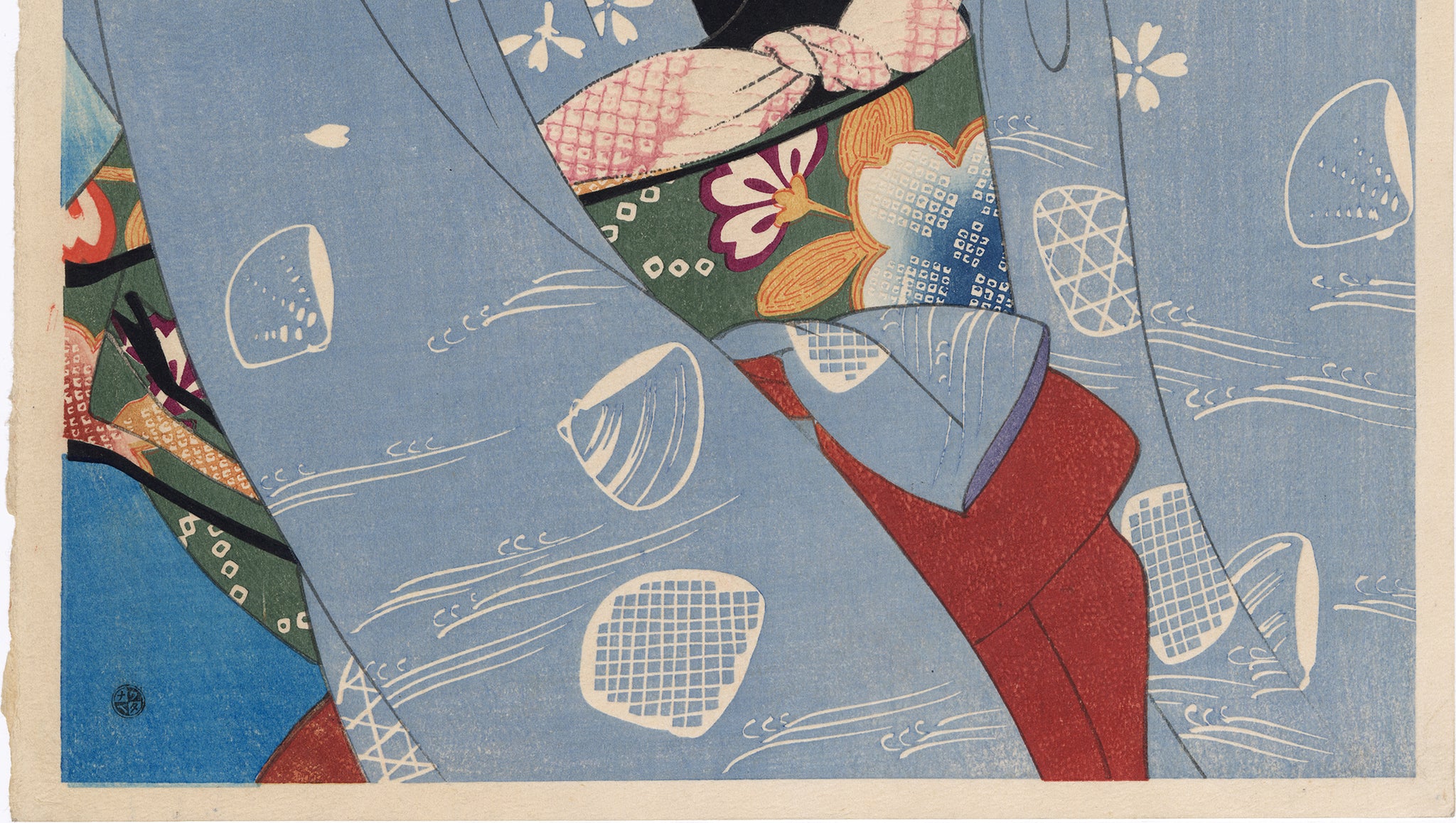 荒野予而栄「モンマルトルの朝」肉筆画 共シール有り 額縁入り 幻の画家 伊東深水 荒野予而栄「モンマルトルの朝」肉筆画 共シール有り 額縁入り