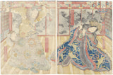 芳藤：龍の屏風のある中国の城の歌川シーン（販売）