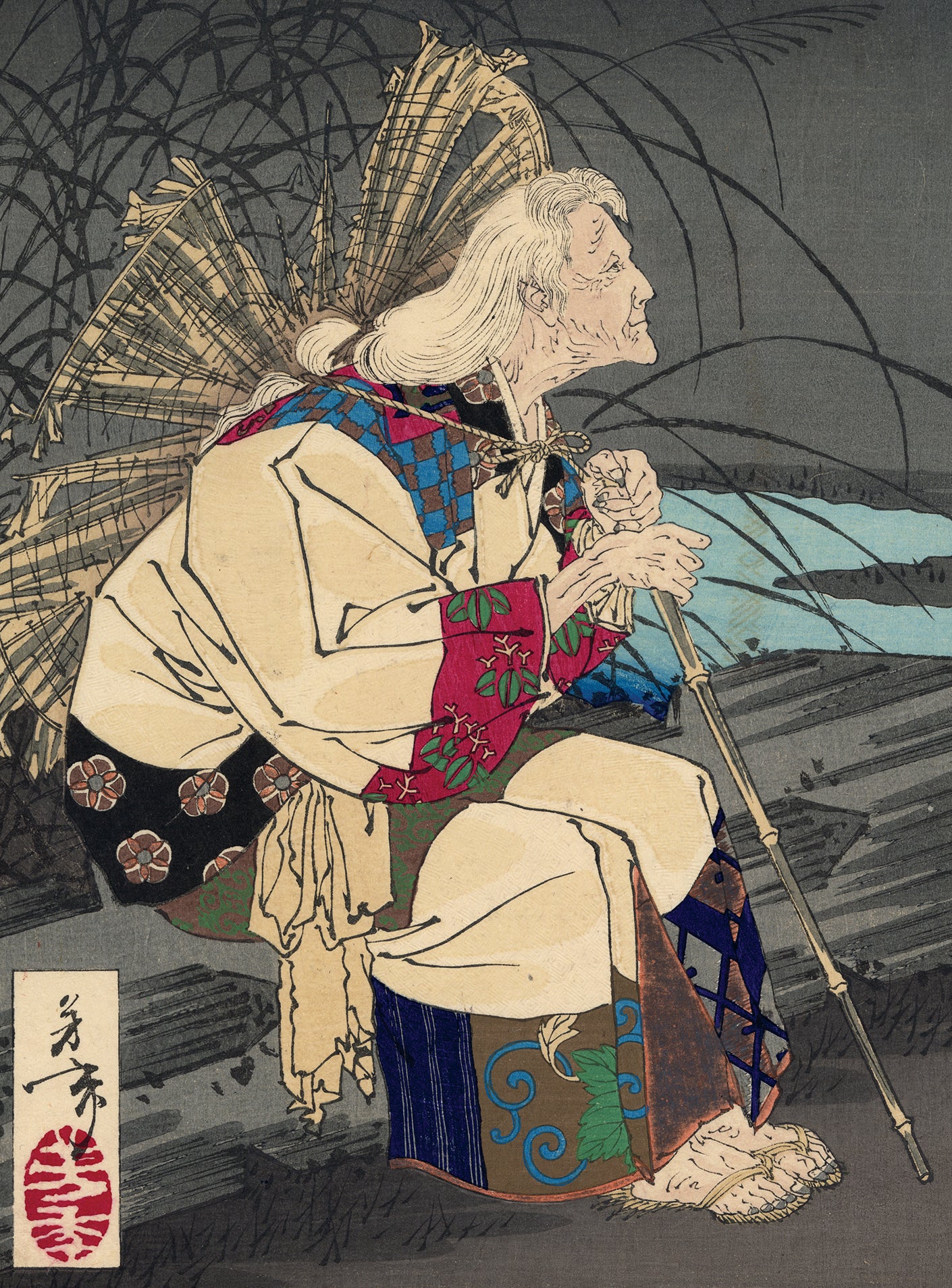 Yoshitoshi 芳年: Gravemarker Moon 卒塔婆の月 (SOLD