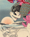 Yoshitoshi 芳年: Moon of Pure Snow at Asano River–Chikako, the Filial Daughter (SOLD)