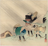 Shibata Zeshin: Travelers in a Storm (Sold)
